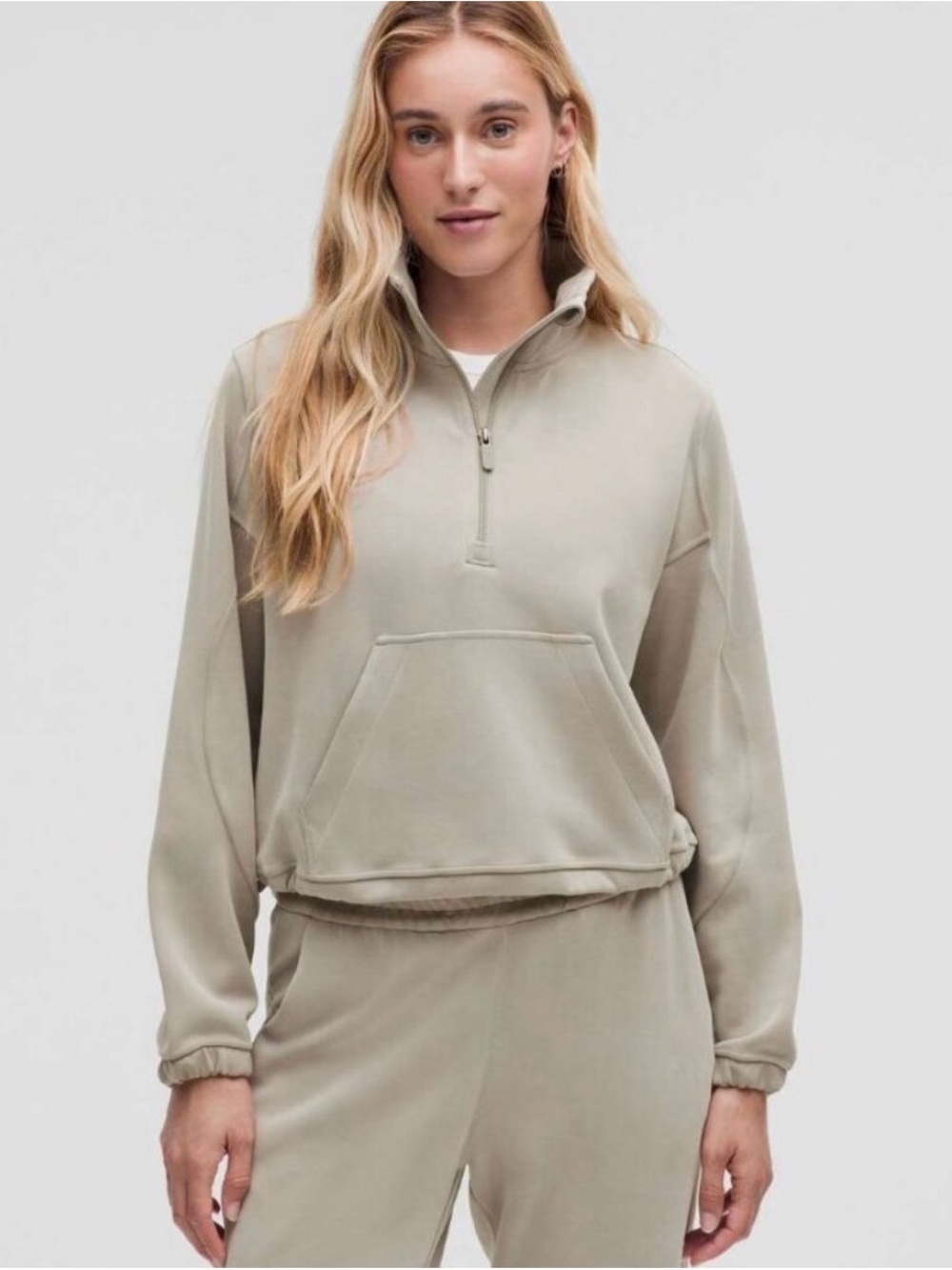 Lululemon athletica Pullover Brushed softstream Ribbed Half Zip Riverstone 14